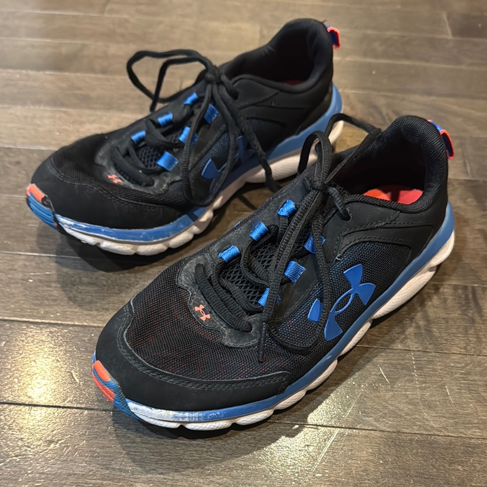 Under Armour Kids' Black and Blue Running Shoes